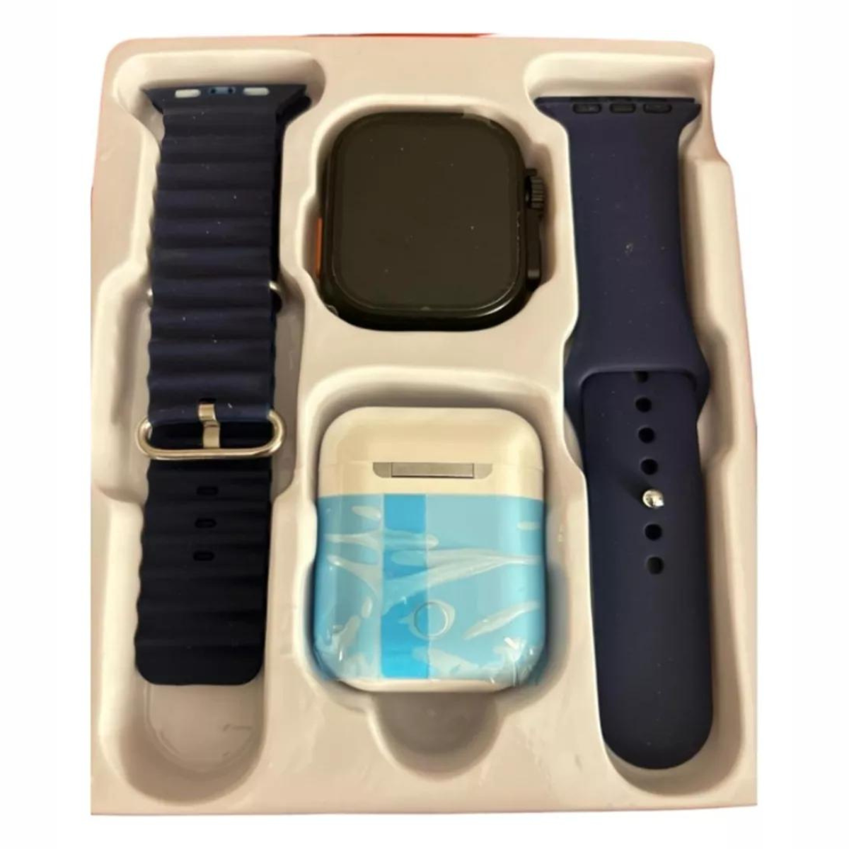 Kit smartwatch con 2 correas y audífonos